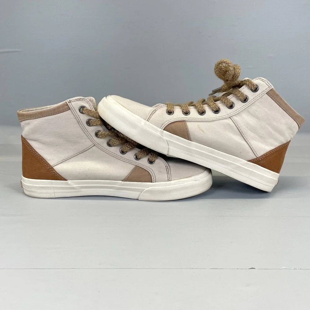 Taos Top Soul Shoes Womens Size 8.5 Beige Canvas Zip Up Lace Up Casual Sneakers